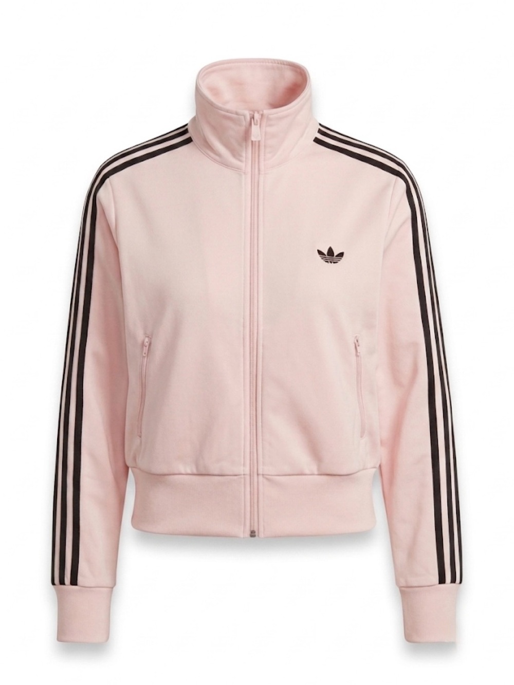 NWT Large women’s adidas Pink Bomber-Style Track Jacket with Brown Stripes